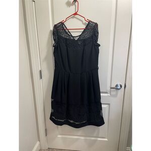 City Chic Plus Size 18 Black Lace Fit & Flare Knee Length Dress